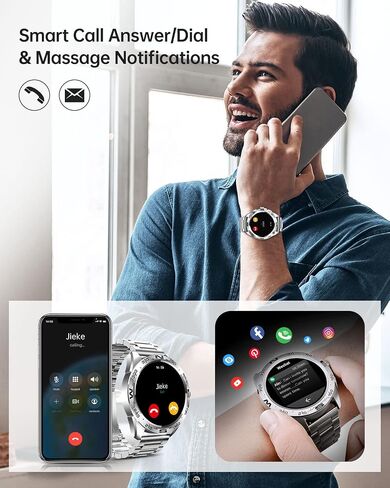 Smart Watch for Men Answer/Make Calls, 1.32" Smartwatch with Pedometer/Heart Rate/Spo2/Sleep Tracker Fitness Sports Watch for Android iOS Silver in Saudi Arabia