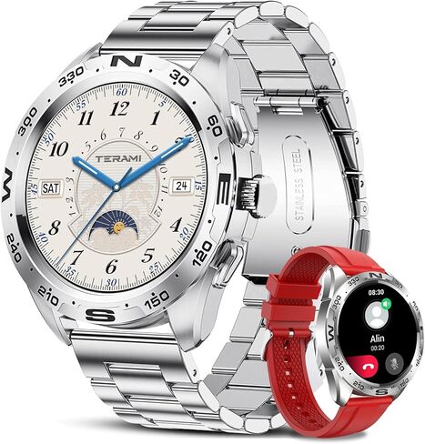 Smart Watch for Men Answer/Make Calls, 1.32" Smartwatch with Pedometer/Heart Rate/Spo2/Sleep Tracker Fitness Sports Watch for Android iOS Silver in Saudi Arabia