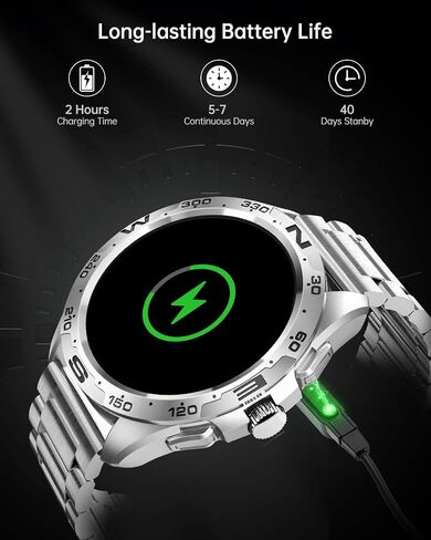 Smart Watch for Men Answer/Make Calls, 1.32" Smartwatch with Pedometer/Heart Rate/Spo2/Sleep Tracker Fitness Sports Watch for Android iOS Silver in Saudi Arabia
