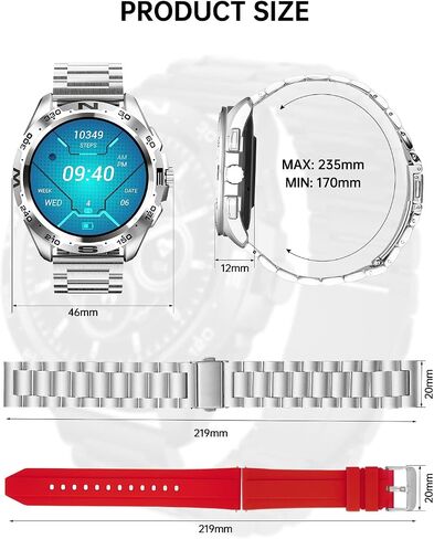 Smart Watch for Men Answer/Make Calls, 1.32" Smartwatch with Pedometer/Heart Rate/Spo2/Sleep Tracker Fitness Sports Watch for Android iOS Silver in Saudi Arabia