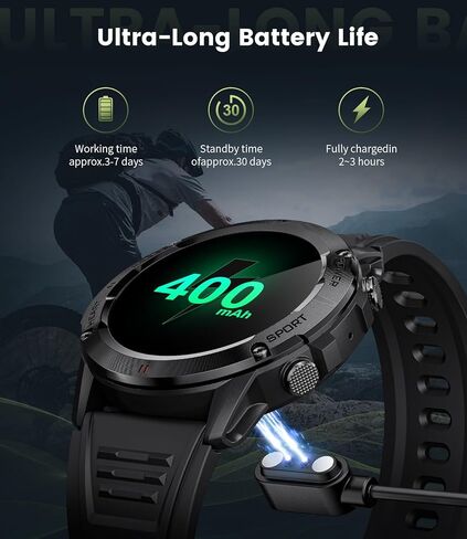 Smart Watch for Men(Answer/Dial Calls),1.39'' HD Touchscreen Smart Watch,400mAh Battery,IP68 Waterproof/120 Sports Modes Fitness Watch with Heart Rate/SpO2/ Sleep Tracker 2 Straps Black in Saudi Arabia