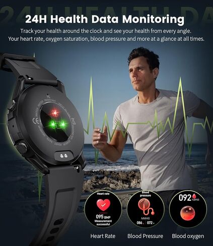 Smart Watch for Men(Answer/Dial Calls),1.39'' HD Touchscreen Smart Watch,400mAh Battery,IP68 Waterproof/120 Sports Modes Fitness Watch with Heart Rate/SpO2/ Sleep Tracker 2 Straps Black in Saudi Arabia