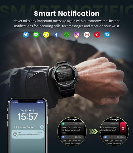 Smart Watch for Men(Answer/Dial Calls),1.39'' HD Touchscreen Smart Watch,400mAh Battery,IP68 Waterproof/120 Sports Modes Fitness Watch with Heart Rate/SpO2/ Sleep Tracker 2 Straps Black in Saudi Arabia