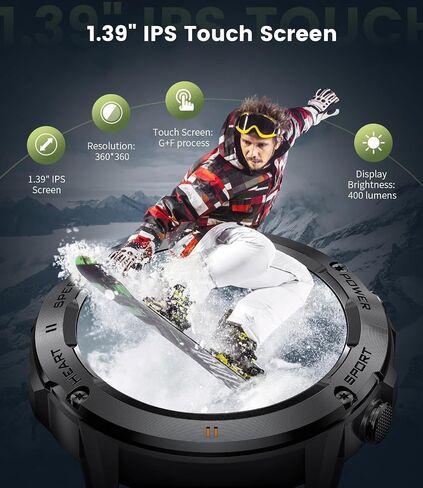 Smart Watch for Men(Answer/Dial Calls),1.39'' HD Touchscreen Smart Watch,400mAh Battery,IP68 Waterproof/120 Sports Modes Fitness Watch with Heart Rate/SpO2/ Sleep Tracker 2 Straps Black in Saudi Arabia
