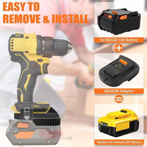 Battery Adapter for Dewalt 20V Cordless Tools, for Ridgid 18V Li-on Battery Convert to for Dewalt 20V Max Li-ion Batteries, for Ridgid 18V to for Dewalt 20V Battery Adapter in Kuwait