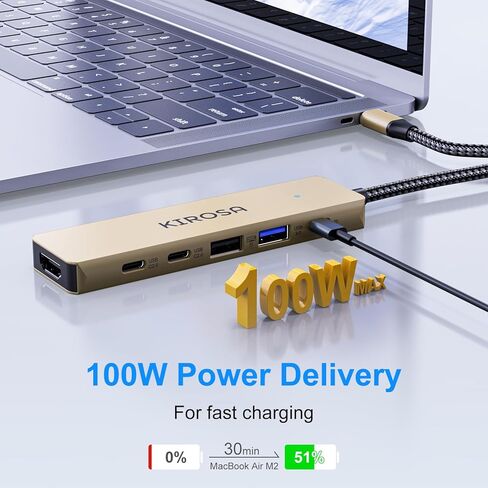 محور USB-C: محول USB C متعدد المنافذ لجهاز MacBook Pro Air - 9IN1 USBC إلى HDMI Hub Dongle - قاعدة شحن USB C للسفر لأجهزة الكمبيوتر المحمولة وأجهزة النوع C (4K HDMI 100W PD USB3.0 SD/TF قارئ بطاقات) in Kuwait