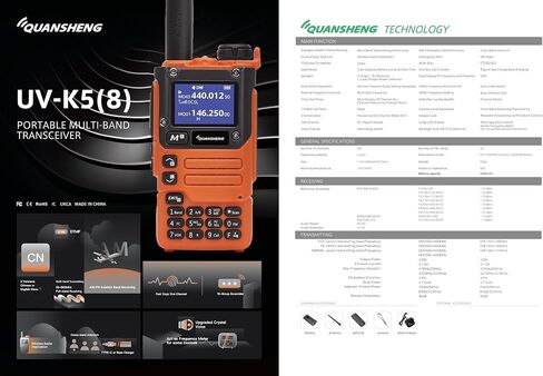 QUANSHENG UV-K6 Walkie Talkie, Portable VHF UHF Dual Band 5W Type-C Rechargeable Two Way Radio NOAA Emergency Weather Receiver with Programming Cable (Pack of 2) in Saudi Arabia