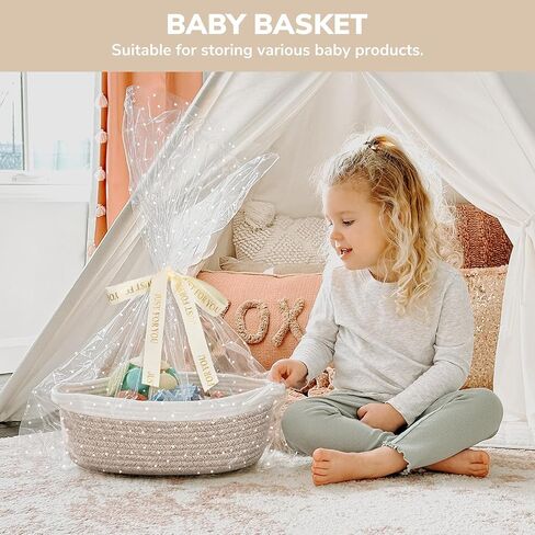 CHICVITA Rope Gift Baskets Empty with Bags & Ribbon, Boo Basket, Brown | 12"x 8"x 5" Small Woven Basket for Gift for Halloween Christmas Day, Cute Baskets for Snacks Toys with Durable Handles in Saudi Arabia