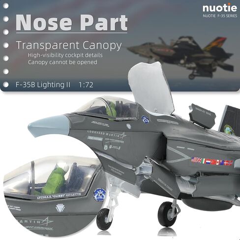 NUOTIE F-35B Lightning II 1:72 مجموعة نماذج مقاتلة من سلاح الجو الملكي نموذج طائرة مصبوبة مع دعامة، هدية للطيارين العسكريين (F-35B 138EAW) in Kuwait