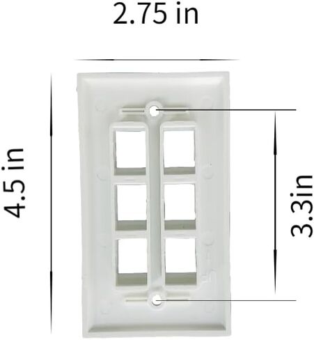 لوحة حائط مكونة من 6 منافذ (10 قطع)، لوحات حائط فردية لمقبس RJ45 Keystone وإدراج وحدات، أبيض in Saudi Arabia