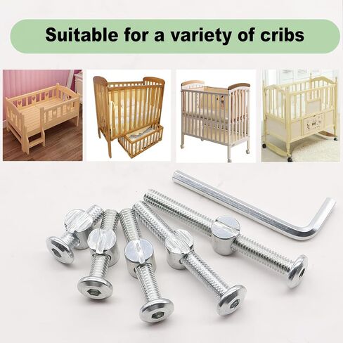 weideer 16 Set Crib Screws Hardware Replacement Kit Baby Bed Frame Bolts M6x20mm/ 40mm/ 60mm/ 80mm Hex Drive Socket Cap Screws Barrel Nuts Wooden Dowel Kit for Beds Chairs Furniture in Saudi Arabia