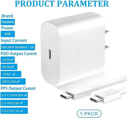 iPhone 16 Pro Max Charger, 45W USB C iPhone 16 Charger Fast Charging Block with 5FT Type C Charging Cable Cord Compatible for iPhone 16/16 Plus/16 Pro/16 Pro Max/15/15 Plus/15 Pro/15 Pro Max, Galaxy in Kuwait
