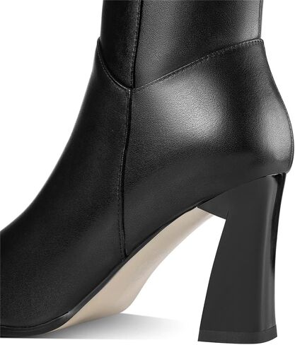 TinaCus Women's Genuine Leather Handmade Pointed Toe Side Zip Up Knee High Boots with Spool Heel in Saudi Arabia