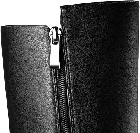 TinaCus Women's Genuine Leather Handmade Pointed Toe Side Zip Up Knee High Boots with Spool Heel in Saudi Arabia