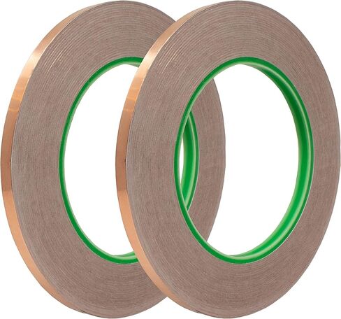 شريط كرافتكس النحاسي [1/4 بوصة × 108 قدم، عبوة من قطعتين]. يُستخدم اللاصق الموصل للشريط النحاسي كشريط رقائق نحاسية للزجاج الملون، أو شريط نحاسي للبزاقات، أو شريط حماية نحاسي للجيتار أو شريط فاراداي. in Kuwait