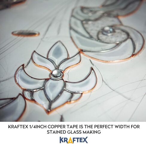 شريط كرافتكس النحاسي [1/4 بوصة × 108 قدم، عبوة من قطعتين]. يُستخدم اللاصق الموصل للشريط النحاسي كشريط رقائق نحاسية للزجاج الملون، أو شريط نحاسي للبزاقات، أو شريط حماية نحاسي للجيتار أو شريط فاراداي. in Kuwait