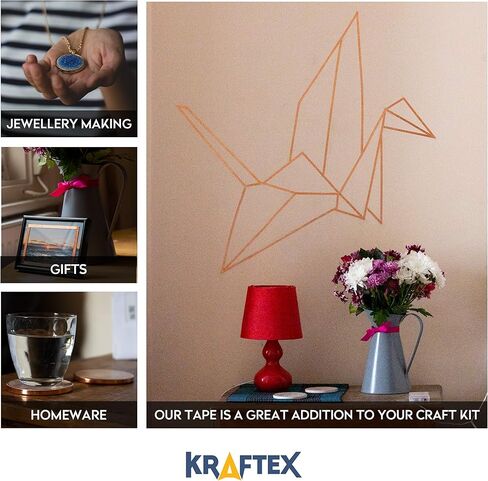 شريط كرافتكس النحاسي [1/4 بوصة × 108 قدم، عبوة من قطعتين]. يُستخدم اللاصق الموصل للشريط النحاسي كشريط رقائق نحاسية للزجاج الملون، أو شريط نحاسي للبزاقات، أو شريط حماية نحاسي للجيتار أو شريط فاراداي. in Kuwait