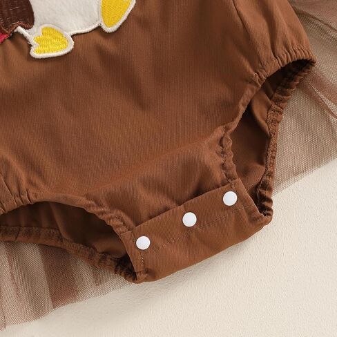 Karuedoo Thanksgiving Baby Girl Clothes Turkey Applique Sleeveless Tulle Tutu Romper Dress Backless Bodysuit with Headband in Saudi Arabia