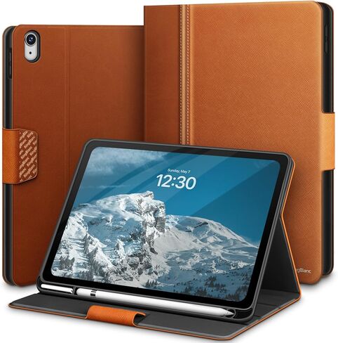 حافظة KingBlanc لجهاز iPad الجيل العاشر 10.9 بوصة 2022 مع حامل أقلام Apple، غطاء واقٍ متين من جلد البولي يوريثان، النوم/الاستيقاظ التلقائي، زاوية متعددة للعرض/الكتابة، مشبك مغناطيسي، بيج in Kuwait