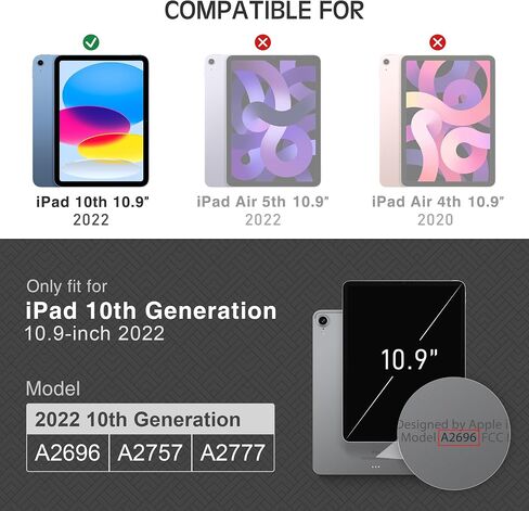 حافظة KingBlanc لجهاز iPad الجيل العاشر 10.9 بوصة 2022 مع حامل أقلام Apple، غطاء واقٍ متين من جلد البولي يوريثان، النوم/الاستيقاظ التلقائي، زاوية متعددة للعرض/الكتابة، مشبك مغناطيسي، بيج in Kuwait