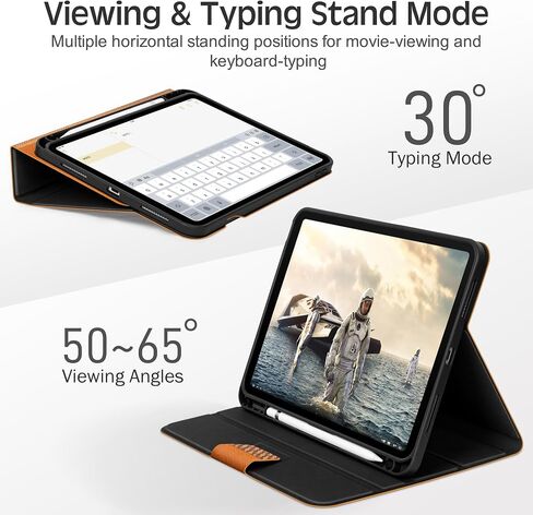 حافظة KingBlanc لجهاز iPad الجيل العاشر 10.9 بوصة 2022 مع حامل أقلام Apple، غطاء واقٍ متين من جلد البولي يوريثان، النوم/الاستيقاظ التلقائي، زاوية متعددة للعرض/الكتابة، مشبك مغناطيسي، بيج in Kuwait