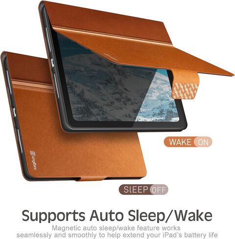 حافظة KingBlanc لجهاز iPad الجيل العاشر 10.9 بوصة 2022 مع حامل أقلام Apple، غطاء واقٍ متين من جلد البولي يوريثان، النوم/الاستيقاظ التلقائي، زاوية متعددة للعرض/الكتابة، مشبك مغناطيسي، بيج in Kuwait