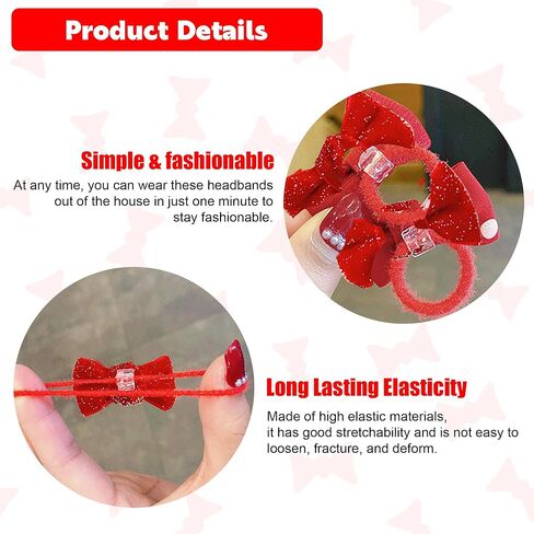 10 قطع من ربطات شعر الأطفال المخملية الحمراء مع فيونكة للفتيات، ربطات شعر على شكل فيونكة، حوامل ذيل حصان مرنة لطيفة للأطفال الصغار، أقواس شعر للفتيات الصغيرات، إكسسوارات شعر رائعة للرضع والأطفال، فيونكات للفتيات الصغيرات in Kuwait