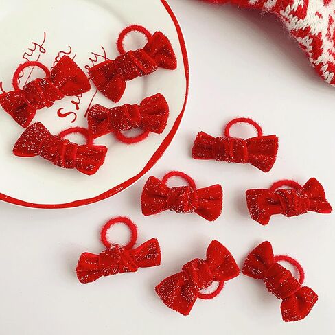 10 قطع من ربطات شعر الأطفال المخملية الحمراء مع فيونكة للفتيات، ربطات شعر على شكل فيونكة، حوامل ذيل حصان مرنة لطيفة للأطفال الصغار، أقواس شعر للفتيات الصغيرات، إكسسوارات شعر رائعة للرضع والأطفال، فيونكات للفتيات الصغيرات in Kuwait