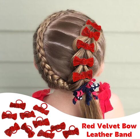10 قطع من ربطات شعر الأطفال المخملية الحمراء مع فيونكة للفتيات، ربطات شعر على شكل فيونكة، حوامل ذيل حصان مرنة لطيفة للأطفال الصغار، أقواس شعر للفتيات الصغيرات، إكسسوارات شعر رائعة للرضع والأطفال، فيونكات للفتيات الصغيرات in Kuwait