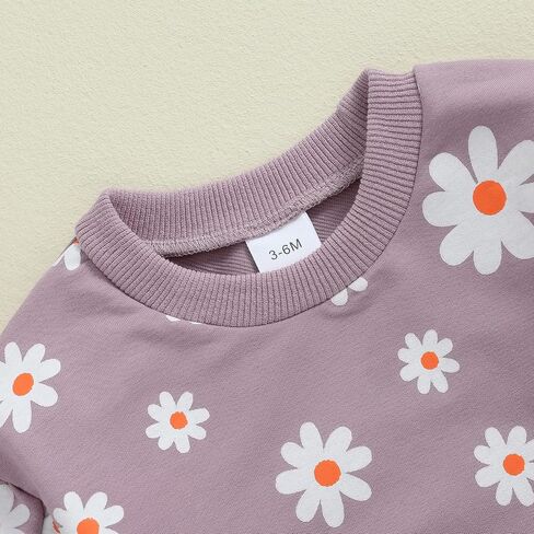 FYBITBO Newborn Baby Girl Clothes Daisy Oversized Sweatshirt Romper Ruffle Long Sleeve Bodysuit Infant Outfit Fall Clothing in Saudi Arabia