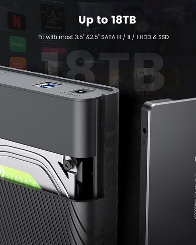 حاوية محرك الأقراص الصلبة ORICO مقاس 3.5 بوصة لمحرك الأقراص الصلبة مقاس 2.5/3.5 بوصة HDD/SSD USB 3.0 إلى SATA III HDD مع محول طاقة 12 فولت يصل إلى 18 تيرابايت يدعم UASP-3521U3 in Saudi Arabia