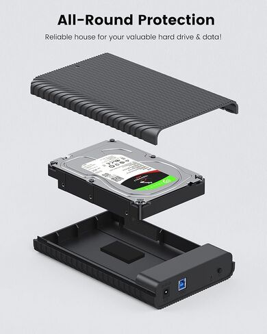 حاوية محرك الأقراص الصلبة ORICO مقاس 3.5 بوصة لمحرك الأقراص الصلبة مقاس 2.5/3.5 بوصة HDD/SSD USB 3.0 إلى SATA III HDD مع محول طاقة 12 فولت يصل إلى 18 تيرابايت يدعم UASP-3521U3 in Saudi Arabia