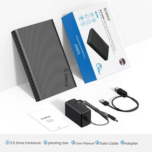 حاوية محرك الأقراص الصلبة ORICO مقاس 3.5 بوصة لمحرك الأقراص الصلبة مقاس 2.5/3.5 بوصة HDD/SSD USB 3.0 إلى SATA III HDD مع محول طاقة 12 فولت يصل إلى 18 تيرابايت يدعم UASP-3521U3 in Saudi Arabia