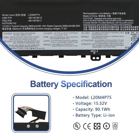 استبدال بطارية الكمبيوتر المحمول L20M4P75 L20D4P75 لجهاز Lenovo ThinkPad X1 Extreme P1 4th 5th Gen 2021 2022 Series 5M11E25313 SB11B79215 5B11B79217 SB11B79216 5B11B79218 5M11E25314 15.52V 90.1W ح 5805 مللي أمبير in Saudi Arabia