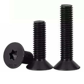 HanTof 100Pcs Button Head Torx Drive Screws Bolts, Grade 10.9 Alloy Steel, M5 x 8/12/16/20/30 mm Star Drive Machine Screws Set with T25 Wrench, Black Oxide Finish, Fully Threaded Pitch : 0.8 mm