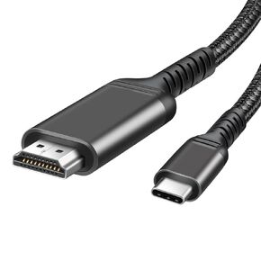 Hichain USB C to HDMI Cable 4K@60Hz 6.5ft Long Black, High Speed Braided Nylon Type C to HDMI Cord Home Office Screen Casting for Phone Laptop TV Display Projector CHB6.5