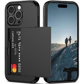 Nvollnoe Compatible with iPhone 16 Plus Case with Card Holder[Store 5 Cards] Dual Layer Heavy Duty Shockproof Wallet Case with Hidden Card Slot Large Storage Cover for Men&Women 6.7 inch(Black)