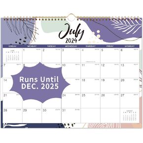 2025 Wall Calendar - Calendar 2025, 18 monthly Calendar, Jul. 2024 - Dec. 2025, 14.6" x 11.5", Large Block with Julian Dates, Twin-Wire Binding, Hanging Hook, Thick paper, Holidays