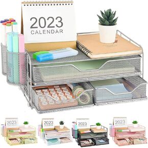 gianotter 3 Tier Desk Drawer Organizer, Office Desk Organizers and Accessories with 2 Pen Holder, Desk Accessories & Workspace Organizers for Home Office Supplies (Black)
