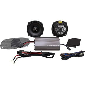 Hogtunes 225 SG KIT-XL مع مضخم صوت RMS 225 واط ومكبرات صوت أمامية من سلسلة XL مقاس 5.25 بوصة (عبوتان)، تناسب دراجات Harley-Davidson النارية 1998-2013
