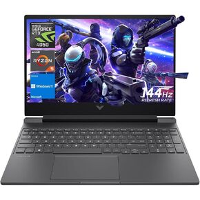 HP Victus Gaming Laptop, 15.6" FHD 144Hz Display, AMD Ryzen 5 8645HS, 16GB DDR5 RAM, 1TB SSD, NVIDIA GeForce RTX 4050 (6GB GDDR6), HDMI, Webcam, Backlit Keyboard, Wi-Fi 6, Windows 11 Home, Mica Silver