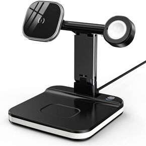 LumiCharge 4-in-1 Qi Wireless Charging Station Dock with LED Night Light, Fast Charge for Magsafe, Apple Watch, AirPods, USB-C Cable & USB-C Charger Block - Safe Multi-Device Charging