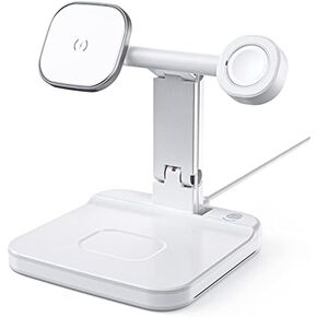 LumiCharge 4-in-1 Qi Wireless Charging Station Dock with LED Night Light, Fast Charge for Magsafe, Apple Watch, AirPods, USB-C Cable & USB-C Charger Block - Safe Multi-Device Charging
