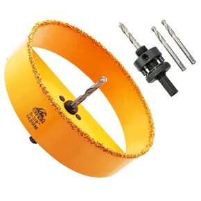 Carbide Hole Saw for Recessed Lights, 6-3/8" Bi-Metal Dust Bowl Hole Saw for Wood Drywall Hole Saw Cutter