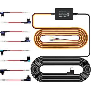 Hugolog Dash Cam Hardwire Kit, 12V 24V to 5V with USB C Port, Low Voltage Protection for S7, Dashboard Camera Car Charger Cable Kit
