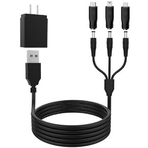 5V 2A DC Power Adapter Compatible with CCTV Security Camera, DVR, LED Strip Light, Dog Shock Collar Charging Cable, USB to DC 5V Power Cord with DC 5.5mm x 2.1mm, Micro, Type C, Mini Plug, 5ft