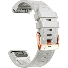 سوار ساعة جلد 20 ملم لـ Garmin Fenix ​​6s / Fenix ​​5s / Fenix ​​7s، QuickFit 20 ملم جلد ناعم مع حزام سيليكون لـ Garmin D2 Delta S epix Pro Gen 2 42 ملم in Kuwait