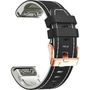 سوار ساعة جلد 20 ملم لـ Garmin Fenix ​​6s / Fenix ​​5s / Fenix ​​7s، QuickFit 20 ملم جلد ناعم مع حزام سيليكون لـ Garmin D2 Delta S epix Pro Gen 2 42 ملم in Kuwait