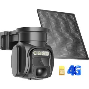 KKB 4G LTE Cellular Security Cameras Wireless Outdoor, No WiFi Solar Security Camera, 2K HD Cam Color Night Vision, 2-Way Audio, 355° Live View, PIR Motion Sensor (SIM Card Included)