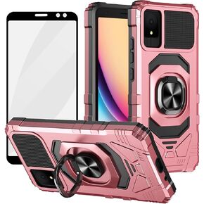 Ailiber for TCL K11 T432W/TCL 502 Case with Screen Protector, TCL 503 Case with Stand for Magnetic Car Mount, Military Grade, Heavy Duty Protective Cell Phone Cover for TCL T432W-Red